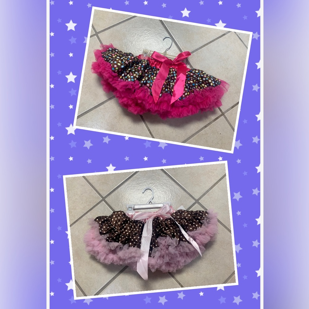 Toddler Size 2-4 Light Pink or Dark Pink Polka Dot Layered Tutu Pettiskirt NWT